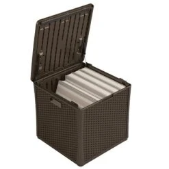 Suncast Storage Cube Resin Wicker 60 Gallon -Sunnydaze Decor Store GUEST 0002a6b6 80b1 49ec afae 4b745257c2fb