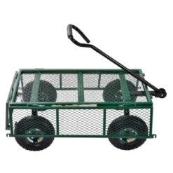 Juggernaut Carts GW3418-GR Heavy Duty Steel Frame 400 Pound Load Capacity Outdoor Utility Garden Wagon With Pneumatic Tires, Green Finish