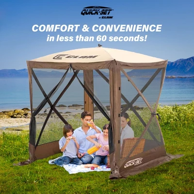 CLAM Quick-Set Traveler Portable Pop Up Outdoor Camping Gazebo Screen Tent Sided Canopy Shelter With Ground Stakes And Carry Bag 3 CLAM Quick-Set Traveler Portable Pop Up Outdoor Camping Gazebo Screen Tent Sided Canopy Shelter With Ground Stakes And Carry Bag - Image 3