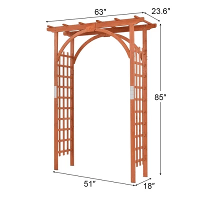 Costway Premium Outdoor Wooden Cedar Arbor Arch Pergola Trellis Wood Garden Yard Lattice 2 Costway Premium Outdoor Wooden Cedar Arbor Arch Pergola Trellis Wood Garden Yard Lattice - Image 2