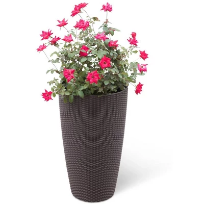 Weave Self-Watering Round Tall Planter, 12-1/2 Inch 2 Weave Self-Watering Round Tall Planter, 12-1/2 Inch - Image 2