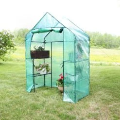 Sunnydaze Decor Sunnydaze Outdoor Portable Tiered Growing Rack Deluxe Walk-In Greenhouse With Roll-Up Door - 4 Shelves - Green -Sunnydaze Decor Store GUEST 01885adc 07b4 4a75 9123 5c8adcf54560