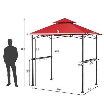 Tangkula 8' X 5' BBQ Grill Gazebo 2-Tier Barbecue Canopy Vented Top Shelves Shelter 3 Tangkula 8' X 5' BBQ Grill Gazebo 2-Tier Barbecue Canopy Vented Top Shelves Shelter - Image 3