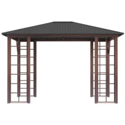 Outsunny 10' X 12' Hardtop Gazebo, Metal Roof Gazebo Canopy With Wood Grain Metal Frame For Garden, Patio, Backyard, Deck, Porch 7 Outsunny 10' X 12' Hardtop Gazebo, Metal Roof Gazebo Canopy With Wood Grain Metal Frame For Garden, Patio, Backyard, Deck, Porch -Sunnydaze Decor Store GUEST 0241e26e 08ad 45d6 8f18 37f76c674342