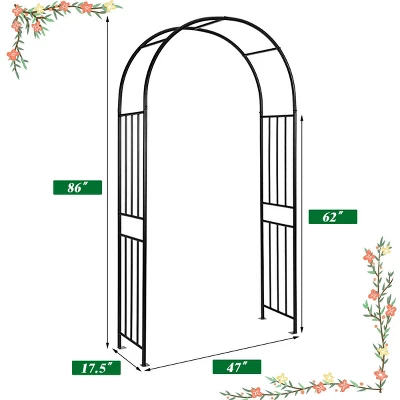 Costway 7.2Ft Garden Arch Steel Arbor Wedding Garden Decoration Climbing Plants W/Stakes 4 Costway 7.2Ft Garden Arch Steel Arbor Wedding Garden Decoration Climbing Plants W/Stakes - Image 4