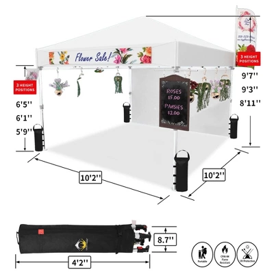 Crown Shades 10' X 10' Base Pop-Up Canopy Polyester Adjustable Legs Instant Folding Canopy Tent With Sidewall And Carry Bag, White 2 Crown Shades 10' X 10' Base Pop-Up Canopy Polyester Adjustable Legs Instant Folding Canopy Tent With Sidewall And Carry Bag, White - Image 2