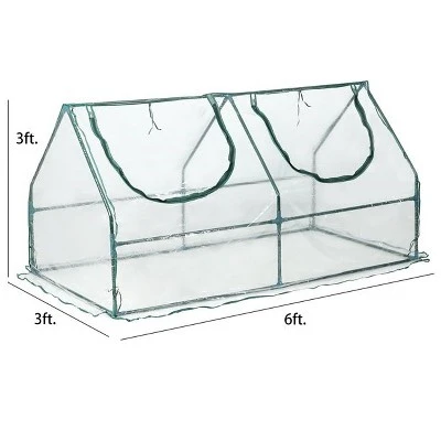 Aoodor 6' X 3 ' X 3' Portable Mini Greenhouse PE Cover 2 Zipper Door 1 Aoodor 6' X 3 ' X 3' Portable Mini Greenhouse PE Cover 2 Zipper Door