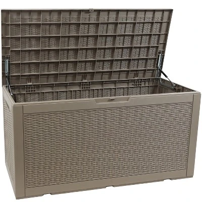 Sunnydaze Decor Sunnydaze Outdoor Deck And Patio Storage Box With Rattan Design - 100 Gal. 6 Sunnydaze Decor Sunnydaze Outdoor Deck And Patio Storage Box With Rattan Design - 100 Gal. - Image 6