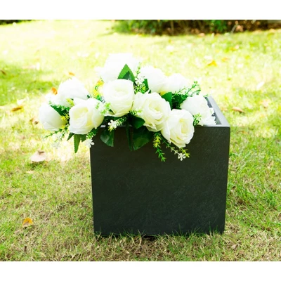 12" Square Concrete/Fiberglass Elegant Indoor/Outdoor Planter Charcoal Gray - Rosemead Home & Garden, Inc. 2 12" Square Concrete/Fiberglass Elegant Indoor/Outdoor Planter Charcoal Gray - Rosemead Home & Garden, Inc. - Image 2