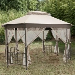 Costway 10'x12' Patio Gazebo Canopy Shelter Double Top Netting Sidewalls Beige 11 Costway 10'x12' Patio Gazebo Canopy Shelter Double Top Netting Sidewalls Beige -Sunnydaze Decor Store GUEST 0390096d bd88 487e 9482 a11051286911