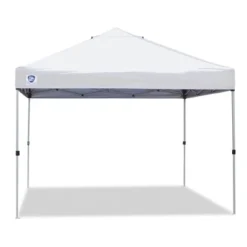 Z-Shade 10 X 10 Foot Straight Leg Outdoor Pop Up Canopy Tent With 3 Adjustable Heights And Z-Shade Heavy Duty Wrap Around Leg Weight Bags, White