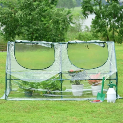 Aoodor 6' X 3 ' X 3' Portable Mini Greenhouse PE Cover 2 Zipper Door 2 Aoodor 6' X 3 ' X 3' Portable Mini Greenhouse PE Cover 2 Zipper Door - Image 2