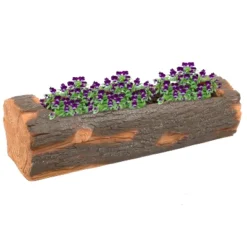 Sunnydaze Decor Sunnydaze Polyresin Decorative Outdoor Raised Rustic Log Planter For Garden, Patio, Deck, Yard, Porch And Balcony - 35" W - Brown -Sunnydaze Decor Store GUEST 06e28caf e986 433c ba04 0af8eb16a821