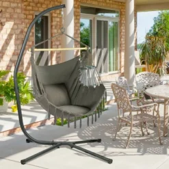 Hammock Steel C Stand -Stand For Hanging Hammock Chairs - 300 Pound Capacity, Black -Sunnydaze Decor Store GUEST 073e503f a57b 42bd bc61 48e45c72ded3