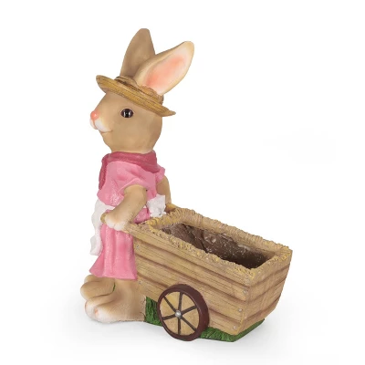 Christopher Knight Home 22" Wide Wallen Concrete Outdoor Novelty Rabbit Planter Pink/Brown 2 Christopher Knight Home 22" Wide Wallen Concrete Outdoor Novelty Rabbit Planter Pink/Brown - Image 2