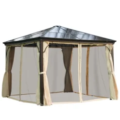 Outsunny 10x12 Polycarbonate Hardtop Gazebo, Gazebo Canopy With Aluminum Frame, Curtains And Netting For Garden, Patio, Backyard, Beige 13 Outsunny 10x12 Polycarbonate Hardtop Gazebo, Gazebo Canopy With Aluminum Frame, Curtains And Netting For Garden, Patio, Backyard, Beige -Sunnydaze Decor Store GUEST 07945a6d 7805 4a38 aa85 374ce62009c5