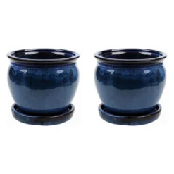 Southern Patio Wisteria 12 Inch Ceramic Planter Pot With Saucer (2 Pack) -Sunnydaze Decor Store GUEST 0809ddf6 b9b0 40c7 b4b5 c2572fc595fc