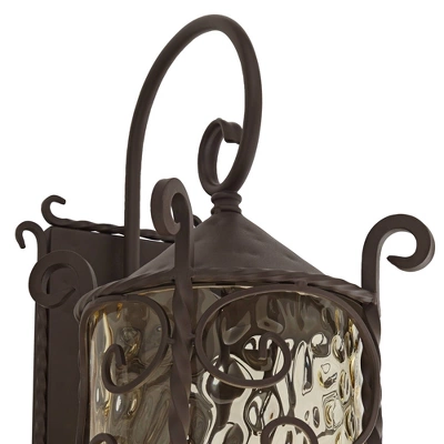 John Timberland Casa Seville Vintage Rustic Outdoor Wall Light Fixture Dark Walnut Scroll 23 3/4" Champagne Hammered Glass For Post Exterior Barn Deck 2 John Timberland Casa Seville Vintage Rustic Outdoor Wall Light Fixture Dark Walnut Scroll 23 3/4" Champagne Hammered Glass For Post Exterior Barn Deck - Image 2