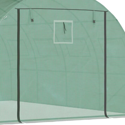 Outsunny Walk-in Tunnel Greenhouse With 2 Zippered Mesh Doors Upgraded Hot House, Green, 13' X 10' X 6.5' 4 Outsunny Walk-in Tunnel Greenhouse With 2 Zippered Mesh Doors Upgraded Hot House, Green, 13' X 10' X 6.5' - Image 4