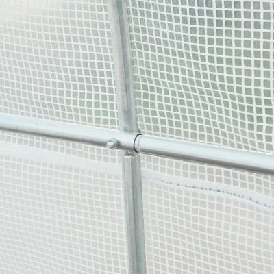 Outsunny 20' X 10' X 7' Large Walk-in Greenhouse, Steel Frame, PE Cover, 2 Doors, Outdoor Tunnel Hoop Hot House Kit, White 4 Outsunny 20' X 10' X 7' Large Walk-in Greenhouse, Steel Frame, PE Cover, 2 Doors, Outdoor Tunnel Hoop Hot House Kit, White - Image 4