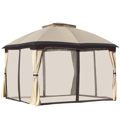 Outsunny 10' X 12' Outdoor Gazebo, Patio Gazebo Canopy Shelter W/ Double Vented Roof, Zippered Mesh Sidewalls, Solid Steel Frame 7 Outsunny 10' X 12' Outdoor Gazebo, Patio Gazebo Canopy Shelter W/ Double Vented Roof, Zippered Mesh Sidewalls, Solid Steel Frame - Image 7