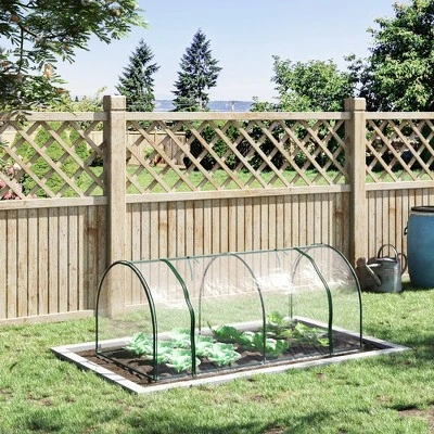 Outsunny Mini Greenhouse, Waterproof Cloche Cold Frame, 7' L X 3' W X 2.5' H Portable Hot House, 4 Zippered Doors, Green 1 Outsunny Mini Greenhouse, Waterproof Cloche Cold Frame, 7' L X 3' W X 2.5' H Portable Hot House, 4 Zippered Doors, Green
