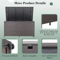Costway 133 Gallon Patio Rattan Storage Deck Box Container Wheel Handle W/Liner 17 Costway 133 Gallon Patio Rattan Storage Deck Box Container Wheel Handle W/Liner -Sunnydaze Decor Store GUEST 0c4e4b00 39a7 440f 9a24 00a44388836b