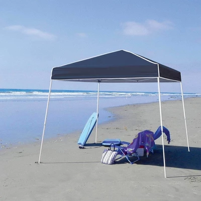 Z-Shade Angled Leg Canopy Tent With Push Button Locking System And 4 Pack Of 5 Pound Plastic Concrete Filled Leg Weight Plates, Navy 3 Z-Shade Angled Leg Canopy Tent With Push Button Locking System And 4 Pack Of 5 Pound Plastic Concrete Filled Leg Weight Plates, Navy - Image 3