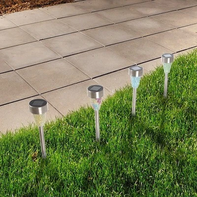 Nature Spring Solar Mosaic Battery-Operated Stainless Steel LED Light For Outdoor Landscapes, Patios, And Pathways - Gray 4 Nature Spring Solar Mosaic Battery-Operated Stainless Steel LED Light For Outdoor Landscapes, Patios, And Pathways - Gray - Image 4