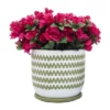 Sagebrook Home Zig-Zag Ceramic Planter With Saucer