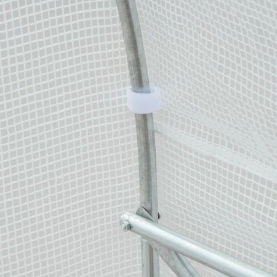 Outsunny 11.5' X 9.8' X 6.5' Outdoor Walk-In Tunnel Greenhouse Hot House With Roll-up Windows, Zippered Door, PE Cover, White 5 Outsunny 11.5' X 9.8' X 6.5' Outdoor Walk-In Tunnel Greenhouse Hot House With Roll-up Windows, Zippered Door, PE Cover, White - Image 5