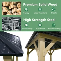 Tangkula 10' X 10' Patio Pavilion Outdoor Hardtop Gazebo W/ Extra Metal Stakes & J-Shaped Hook -Sunnydaze Decor Store GUEST 0d88d508 7627 4900 b2a4 b13173480900