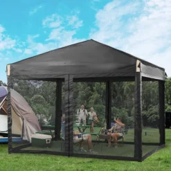 Aoodor 10' X 10' Pop Up Canopy Tent With Removable Mesh Sidewalls, Portable Instant Shade Canopy With Roller Bag -Sunnydaze Decor Store GUEST 0db4d0a0 b585 4b49 b584 24daef4dad2e