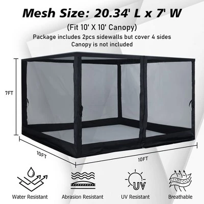 Aoodor Canopy Mesh Sidewall Replacement With 2 Side Zipper For 10' X 10' Pop Up Canopy Tent (Mosquito Net Only) 2 Aoodor Canopy Mesh Sidewall Replacement With 2 Side Zipper For 10' X 10' Pop Up Canopy Tent (Mosquito Net Only) - Image 2