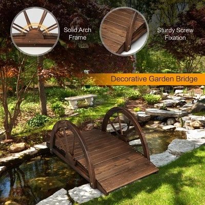 Costway 3.3FT Garden Bridge Classic Arc Wooden Bridge Decorative Garden Landscape 7 Costway 3.3FT Garden Bridge Classic Arc Wooden Bridge Decorative Garden Landscape - Image 7