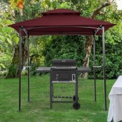 SUGIFT 8' X 5' Outdoor Grill Gazebo Shelter Tent With 2 Tier In Burgundy 11 SUGIFT 8' X 5' Outdoor Grill Gazebo Shelter Tent With 2 Tier In Burgundy -Sunnydaze Decor Store GUEST 0ea8d538 d301 4717 adc3 266e5e98022b