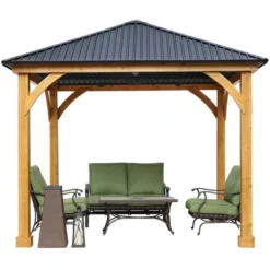 Aoodor Patio Solid Wooden Gazebo 10 X 10 Ft. Hardtop Roof For Garden 13 Aoodor Patio Solid Wooden Gazebo 10 X 10 Ft. Hardtop Roof For Garden -Sunnydaze Decor Store GUEST 10112b6d 78a6 4657 bf09 d1fa35feac80