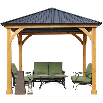 Aoodor Patio Solid Wooden Gazebo 10 X 10 Ft. Hardtop Roof For Garden 7 Aoodor Patio Solid Wooden Gazebo 10 X 10 Ft. Hardtop Roof For Garden - Image 7