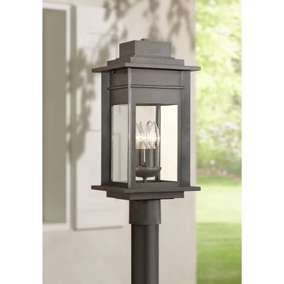 Franklin Iron Works Outdoor Post Light Fixture Black Specked Gray 19 1/2" Clear Glass For Exterior Garden Yard Patio Driveway 1 Franklin Iron Works Outdoor Post Light Fixture Black Specked Gray 19 1/2" Clear Glass For Exterior Garden Yard Patio Driveway