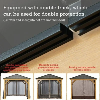 Aoodor Patio Solid Wooden Gazebo 10 X 10 Ft. Hardtop Roof For Garden 2 Aoodor Patio Solid Wooden Gazebo 10 X 10 Ft. Hardtop Roof For Garden - Image 2