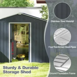 Costway 5.7 FT X 7.5 FT Outside Storage Shed Double Door Outdoor Tool House WithAir Window 15 Costway 5.7 FT X 7.5 FT Outside Storage Shed Double Door Outdoor Tool House WithAir Window -Sunnydaze Decor Store GUEST 10816ad4 76f3 41f7 a3b1 69a27057eb65