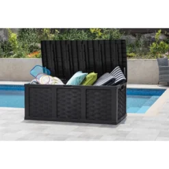 Starplast 153 Gallon Plastic Deck Box Black -Sunnydaze Decor Store GUEST 10bc23d8 f0e6 4d39 8aef 603195af6261