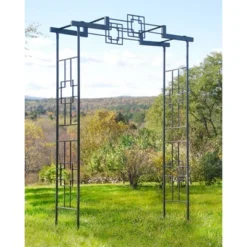Achla Designs 95.5" Elegant Handcrafted Square-on-Square Iron Garden Arbor Graphite Powder Coated Finish 13 Achla Designs 95.5" Elegant Handcrafted Square-on-Square Iron Garden Arbor Graphite Powder Coated Finish -Sunnydaze Decor Store GUEST 12183dd2 e31b 4d36 b336 b291eb1f8d89