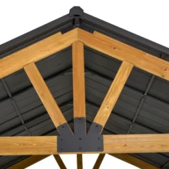 Outsunny 11x13 Hardtop Gazebo With Wooden Frame, Permanent Metal Roof Gazebo Canopy With Ceiling Hook For Garden, Patio, Backyard 9 Outsunny 11x13 Hardtop Gazebo With Wooden Frame, Permanent Metal Roof Gazebo Canopy With Ceiling Hook For Garden, Patio, Backyard -Sunnydaze Decor Store GUEST 1334c6d4 00b9 45a2 b327 451fb260bd71