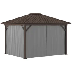 Outsunny 11.9" X 9.8" Hardtop Gazebo With Curtains And Netting, Permanent Pavilion Metal Roof Gazebo Canopy With Aluminum Frame And Top Hook, Gray 7 Outsunny 11.9" X 9.8" Hardtop Gazebo With Curtains And Netting, Permanent Pavilion Metal Roof Gazebo Canopy With Aluminum Frame And Top Hook, Gray -Sunnydaze Decor Store GUEST 13be018c 86f7 408a 8d91 6674ba58d168