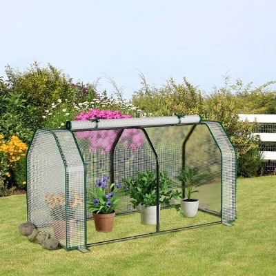 Costway 47.5''x 21.5''x 24''Portable Mini Greenhouse With 2 Zipper Doors & Ground Stakes 1 Costway 47.5''x 21.5''x 24''Portable Mini Greenhouse With 2 Zipper Doors & Ground Stakes