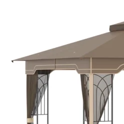 Outsunny 12' X 10' Patio Gazebo Outdoor Canopy Shelter With Double Tier Roof And Netting Sidewalls For Garden, Lawn, Backyard And Deck, Brown -Sunnydaze Decor Store GUEST 14b623cf 0726 43e7 b0ca 292a759e274a