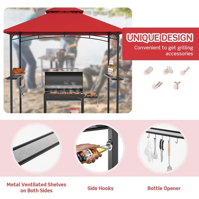 Tangkula 8' X 5' BBQ Grill Gazebo 2-Tier Barbecue Canopy Vented Top Shelves Shelter 5 Tangkula 8' X 5' BBQ Grill Gazebo 2-Tier Barbecue Canopy Vented Top Shelves Shelter - Image 5