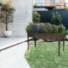 LuxenHome 50" W Brown Metal Rectangular Raised Garden Planter