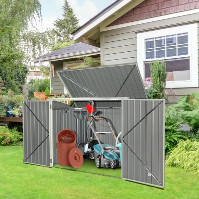 Costway 6x3FT Horizontal Storage Shed 68 Cubic Feet For Garbage Cans Tools Accessories 2 Costway 6x3FT Horizontal Storage Shed 68 Cubic Feet For Garbage Cans Tools Accessories - Image 2